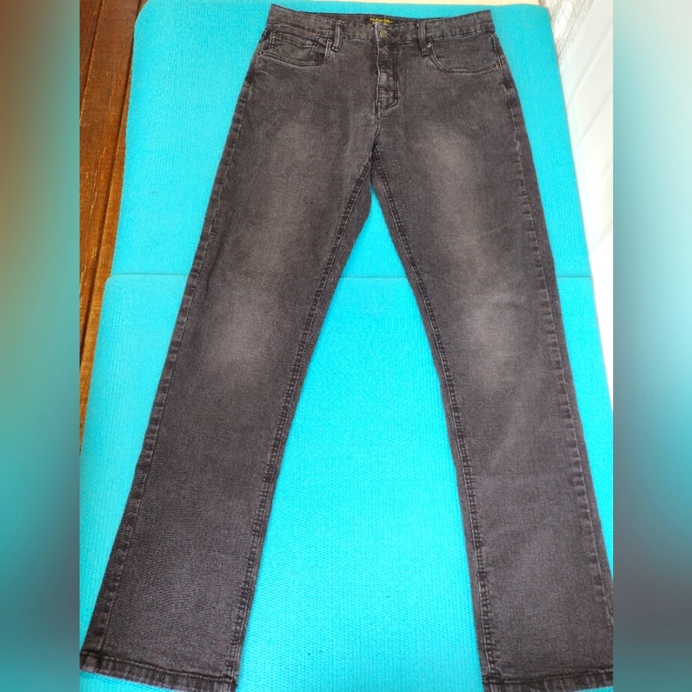 Urban Star Mens Premium Apparel Straight Stretch Jeans Black 34 x 34